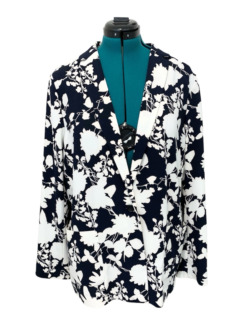 Talbots Jacket  Navy & White Floral Blazer XL